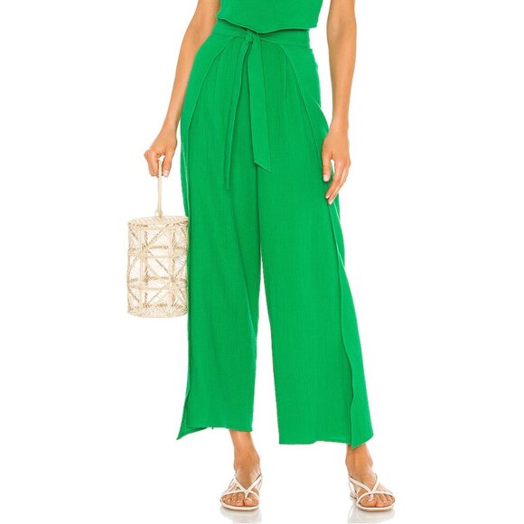 Flynn Skye Pant afton cotton gauze wrap slit womens Green medium vacation bright - Picture 1 of 8
